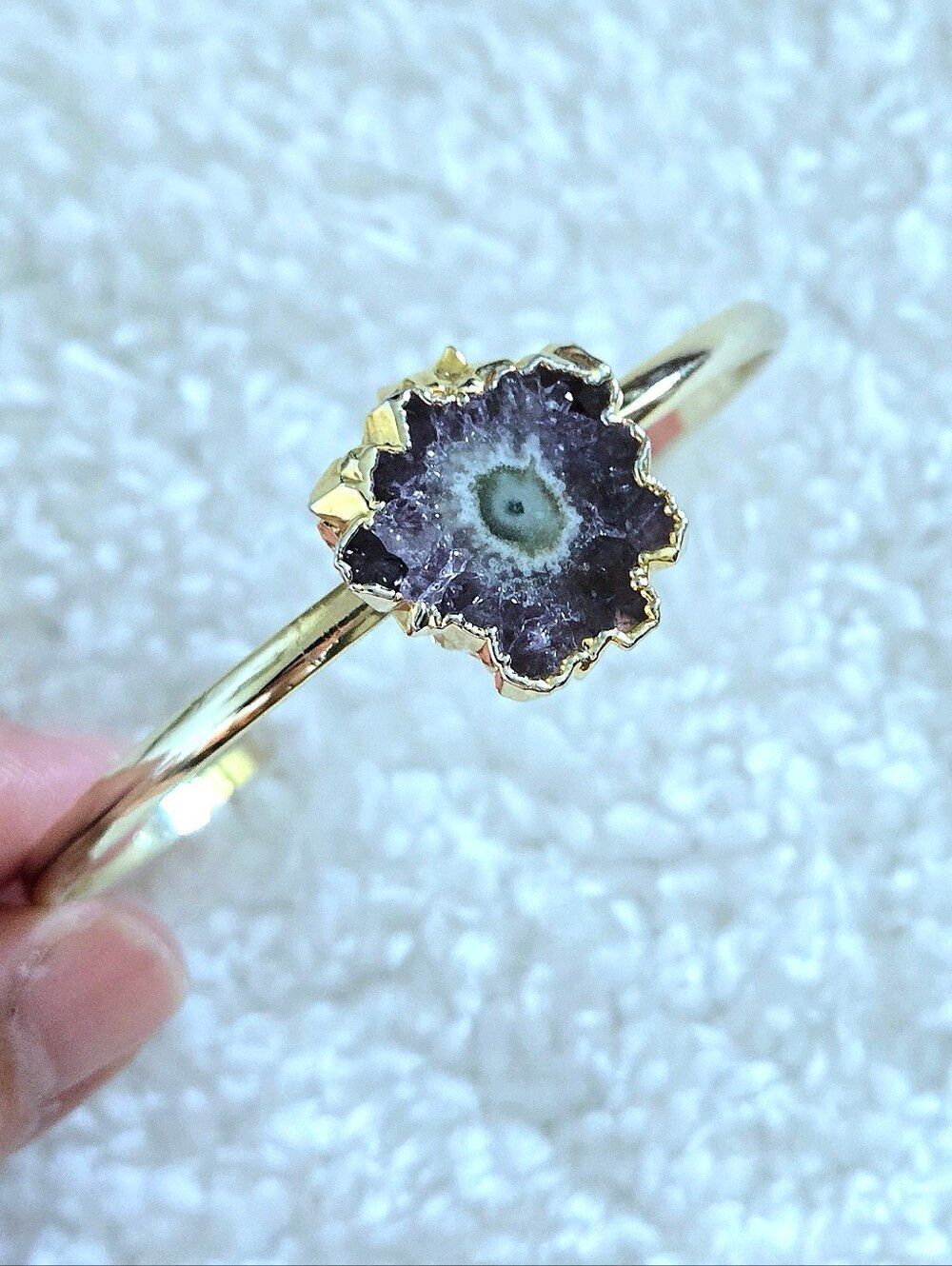 Amethyst💜 Stalactite Thin Gold💛 Cuff Style Bracelet - NWOT - Picture 8 of 16